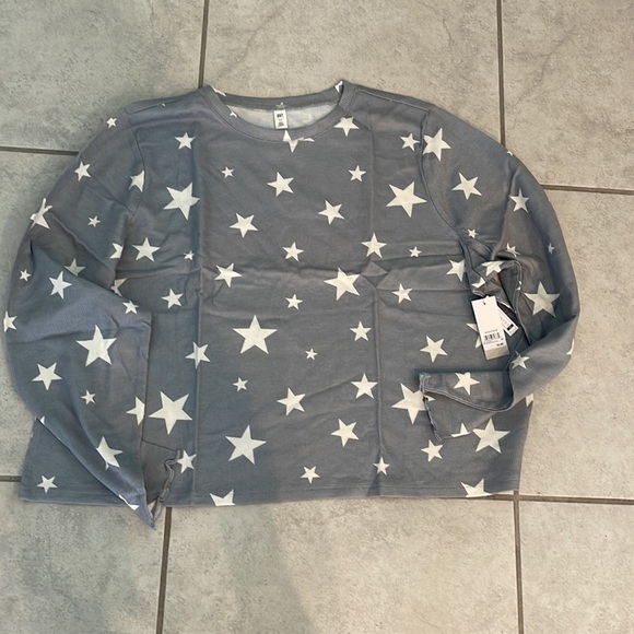 Heather Gray n White Stars Thermal Top - Picture 3 of 5